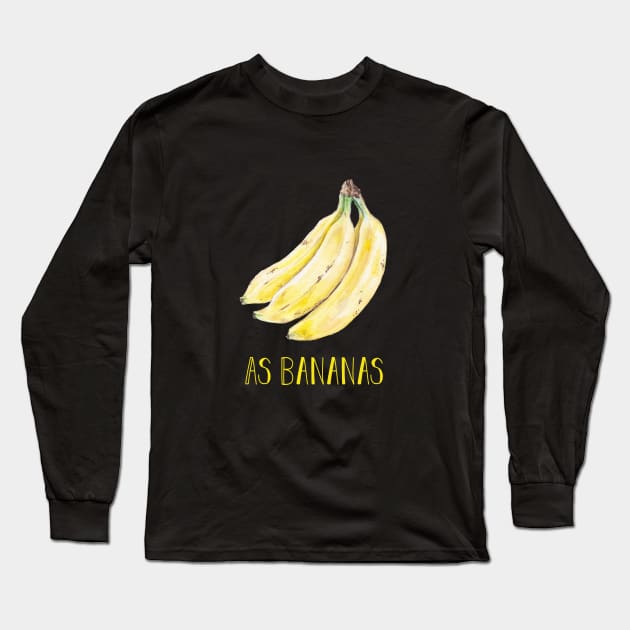 Bananas Portuguese Watercolor Pop Art Long Sleeve T-Shirt by wanderinglaur